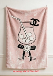 Chanel Style Cocktail Glass Flannel Throw Blanket IMG_7368